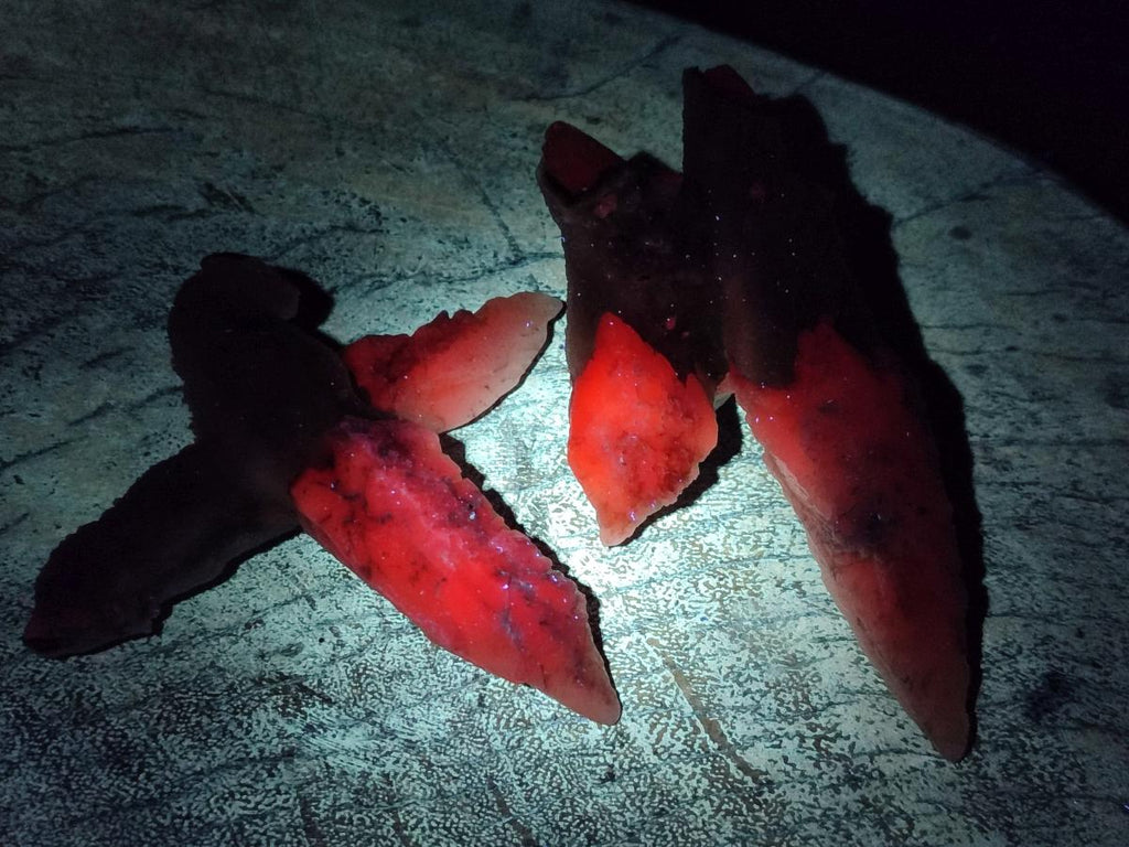 Natural Drusy Quartz Coated Spearhead Calcite Specimens x 12 From Albert's Mountain, Lesotho