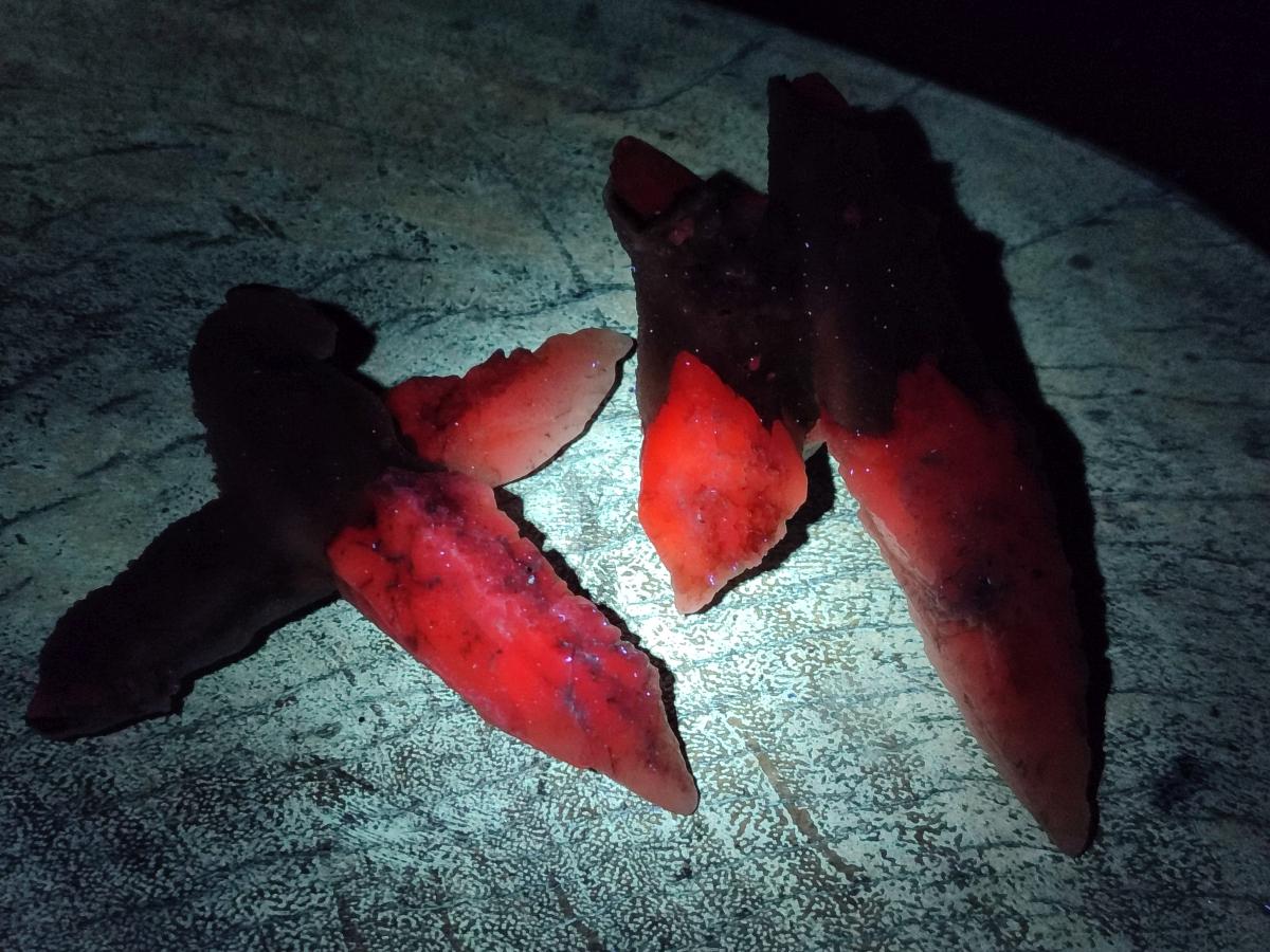 Natural Drusy Quartz Coated Spearhead Calcite Specimens x 12 From Albert's Mountain, Lesotho