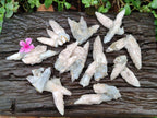 Natural Drusy Quartz Coated Spearhead Calcite Specimens x 12 From Albert's Mountain, Lesotho