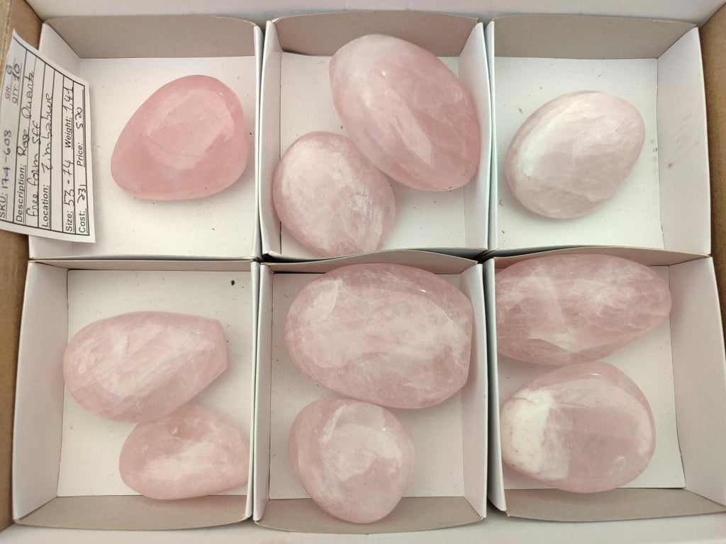 Polished Rose Quartz Standing and Free Forms x 10 From Madagascar