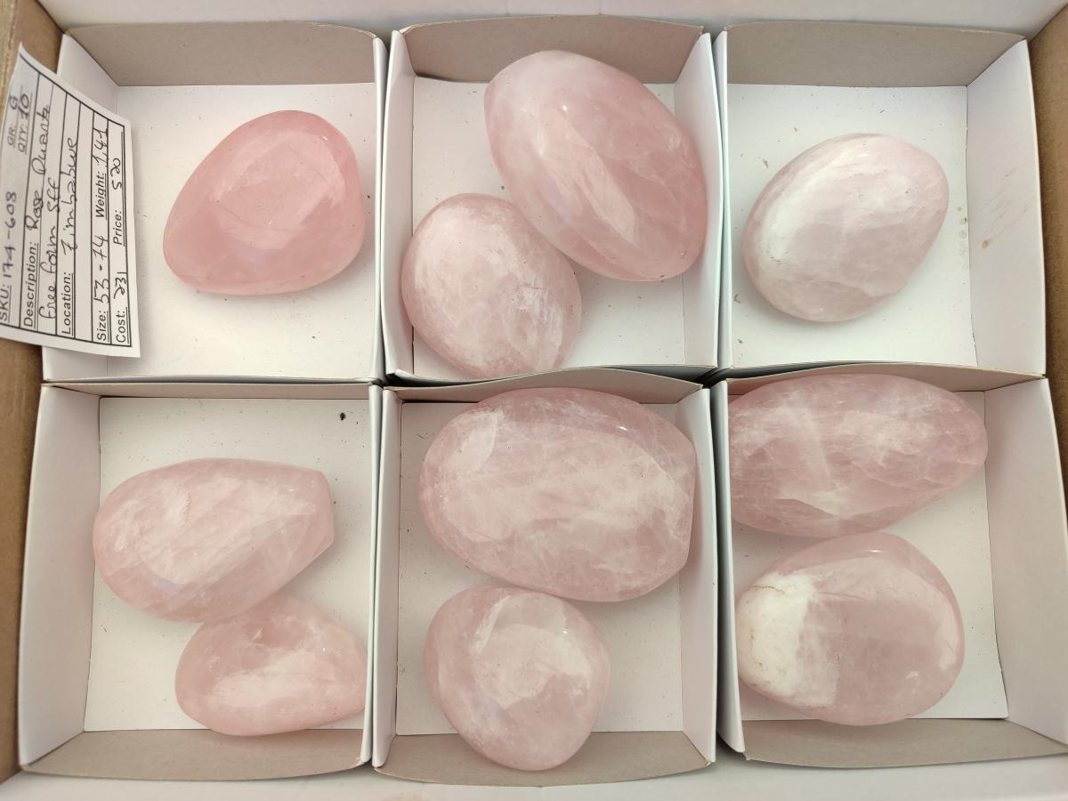 Polished Rose Quartz Standing and Free Forms x 10 From Madagascar