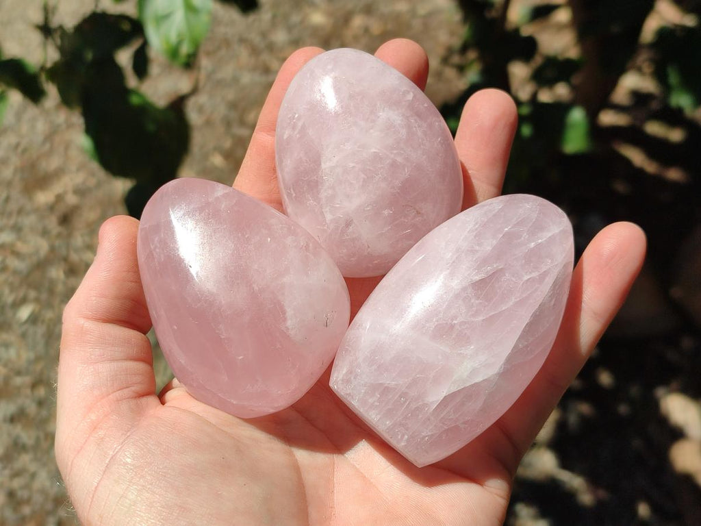 Polished Rose Quartz Standing and Free Forms x 10 From Madagascar