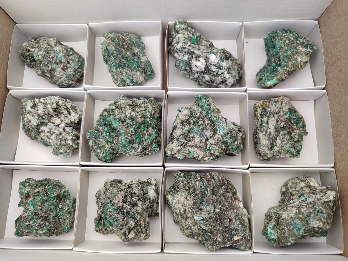 Natural Emerald Mica 'Mutokolite' Cobbed Specimens x 12 From Mutoko, Zimbabwe