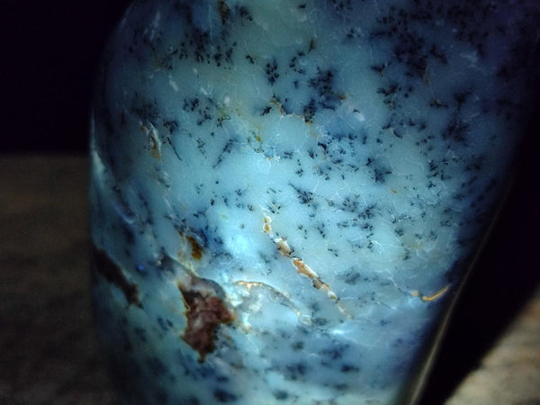 Polished Dendritic Opal Standing Free Forms x 2 From Moralambo, Madagascar