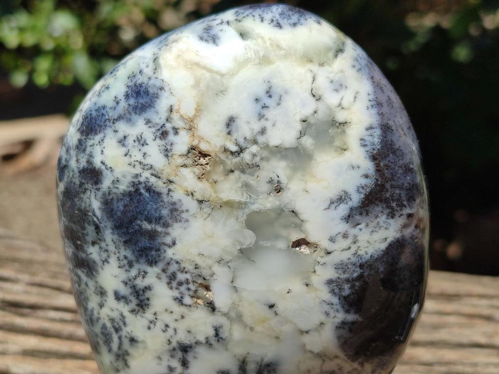 Polished Dendritic Opal Standing Free Forms x 2 From Moralambo, Madagascar