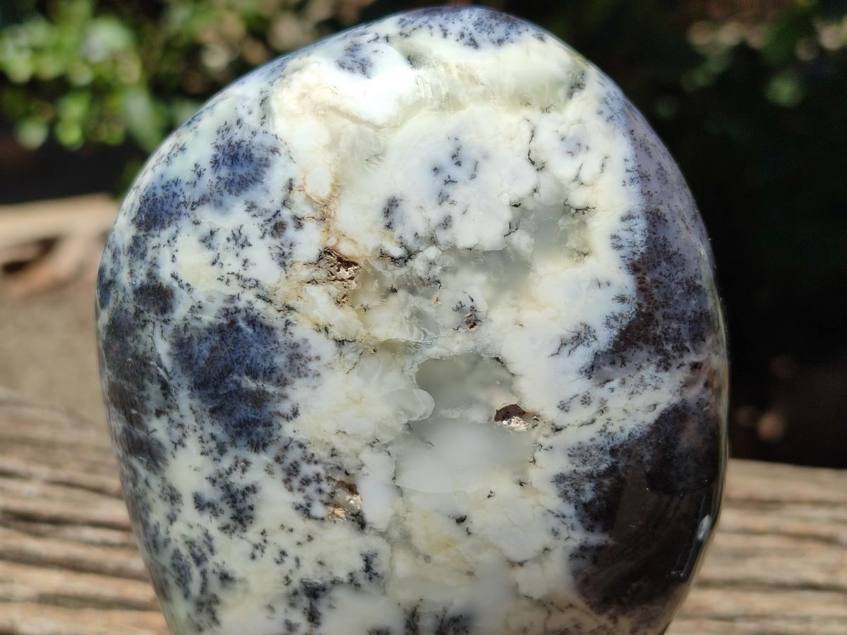 Polished Dendritic Opal Standing Free Forms x 2 From Moralambo, Madagascar