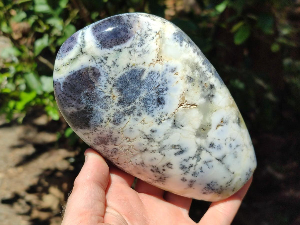 Polished Dendritic Opal Standing Free Forms x 2 From Moralambo, Madagascar