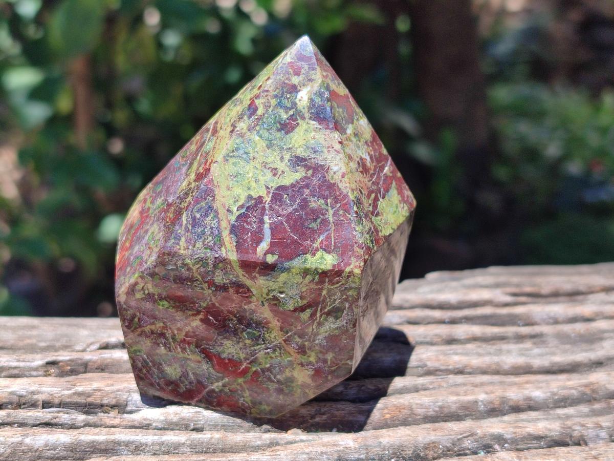 Polished Bastite Dragons Blood Stone Points x 4 From Tshipise, South Africa