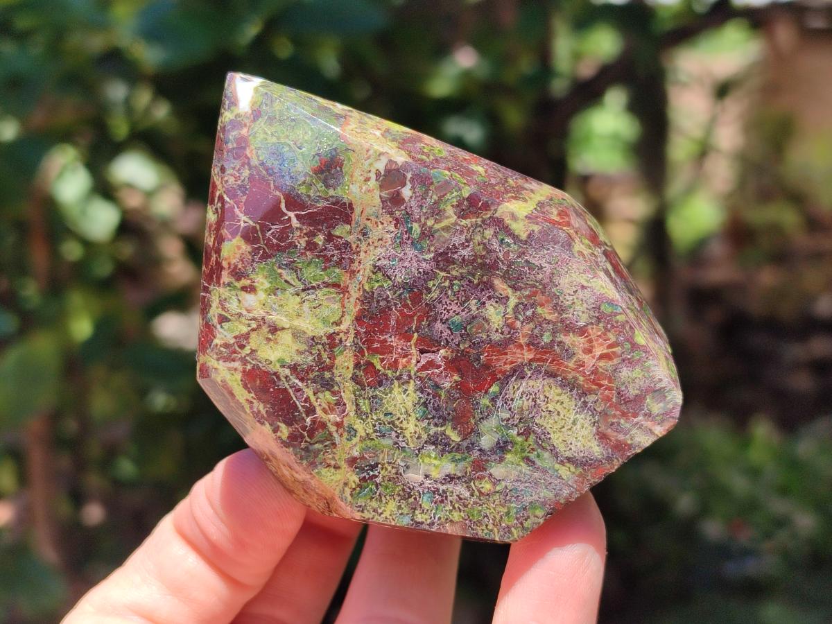 Polished Bastite Dragons Blood Stone Points x 4 From Tshipise, South Africa