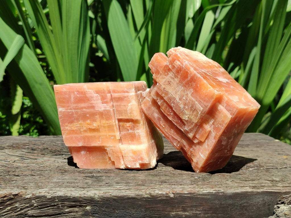 Natural Sunset Orange Calcite Specimens x 4 From Spitzkop, Namibia