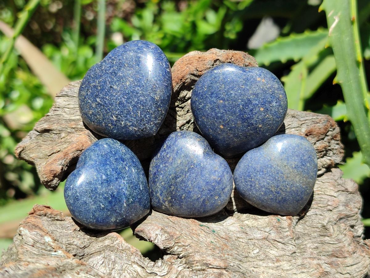 Polished Lazulite Hearts x 35 From Madagascar