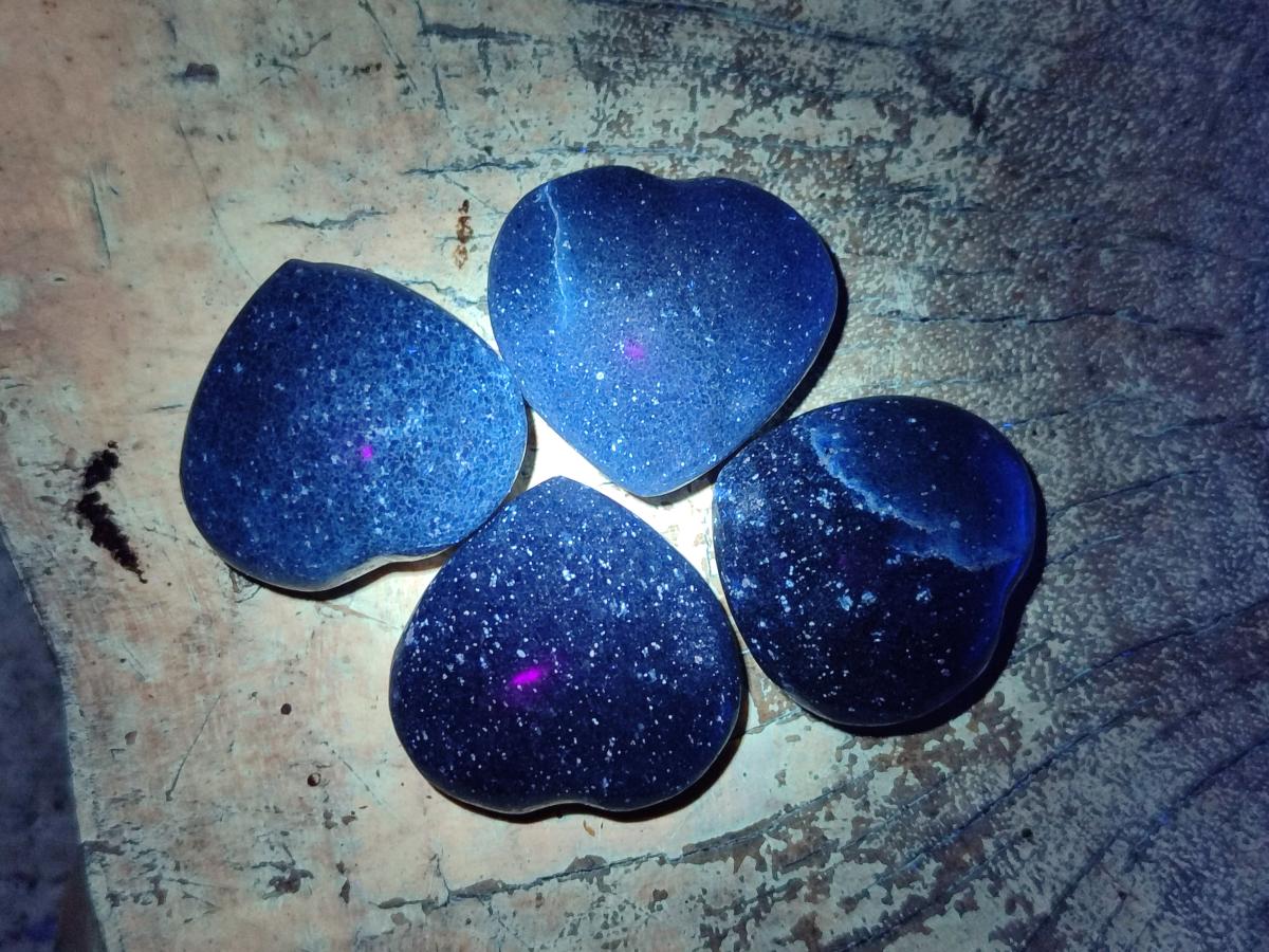 Polished Lazulite Hearts x 35 From Madagascar