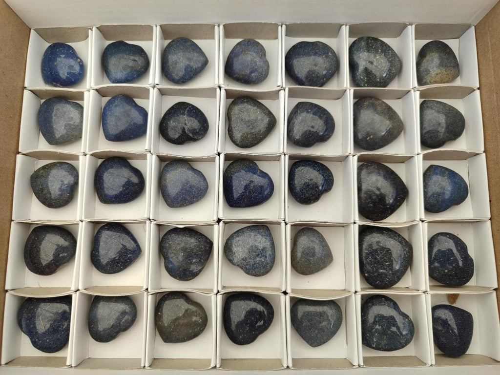 Polished Lazulite Hearts x 35 From Madagascar