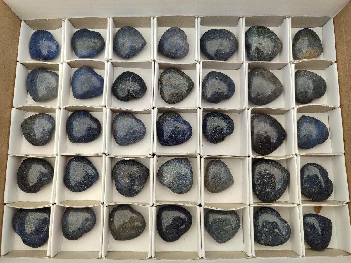 Polished Lazulite Hearts x 35 From Madagascar