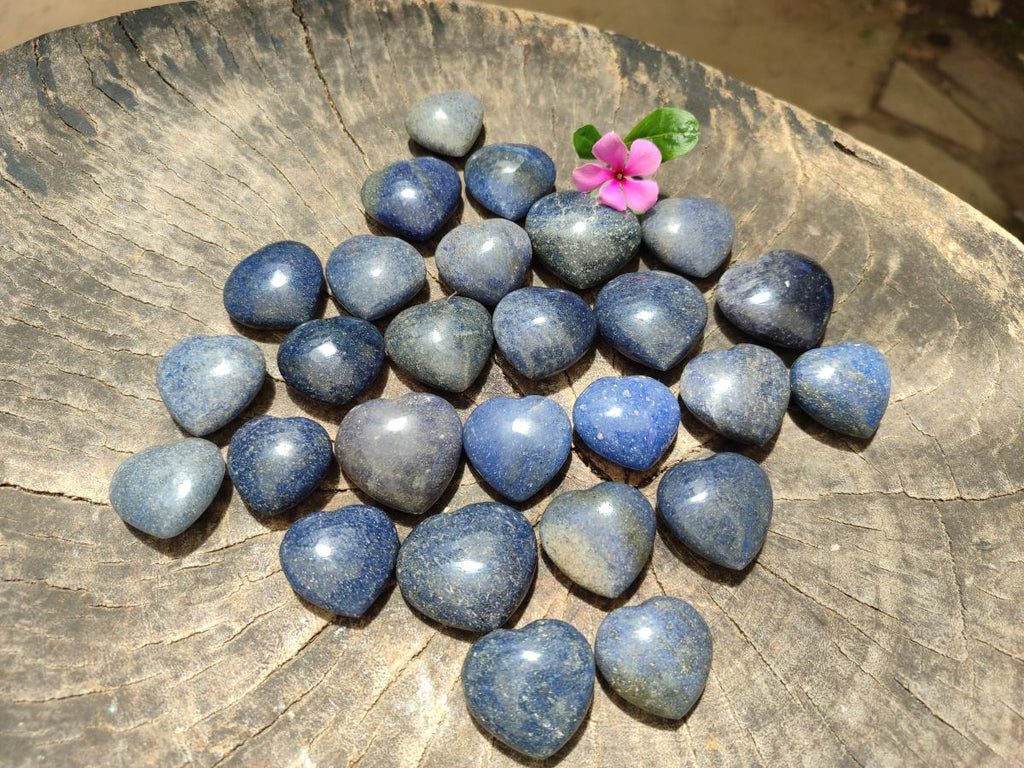 Polished Lazulite Hearts x 35 From Madagascar
