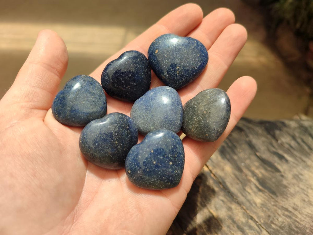 Polished Lazulite Hearts x 35 From Madagascar