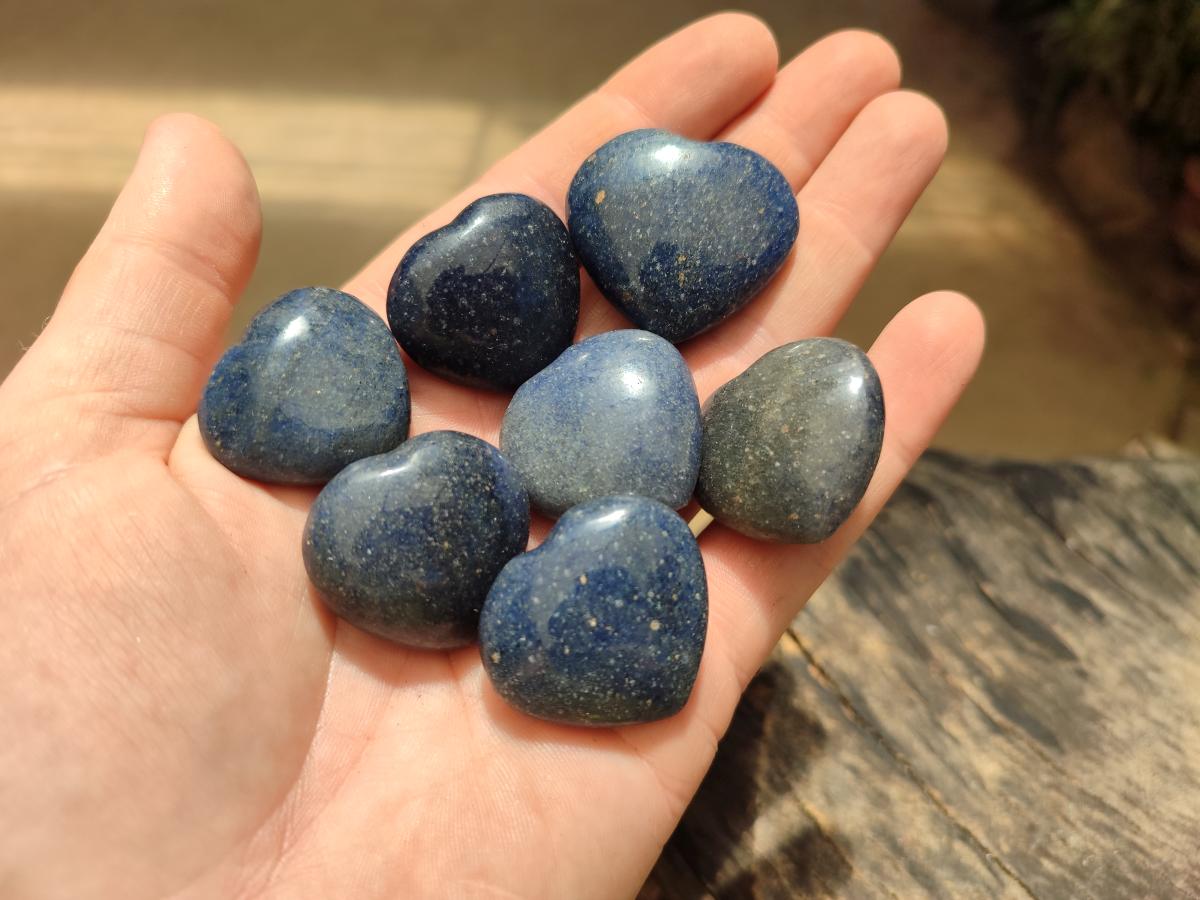 Polished Lazulite Hearts x 35 From Madagascar