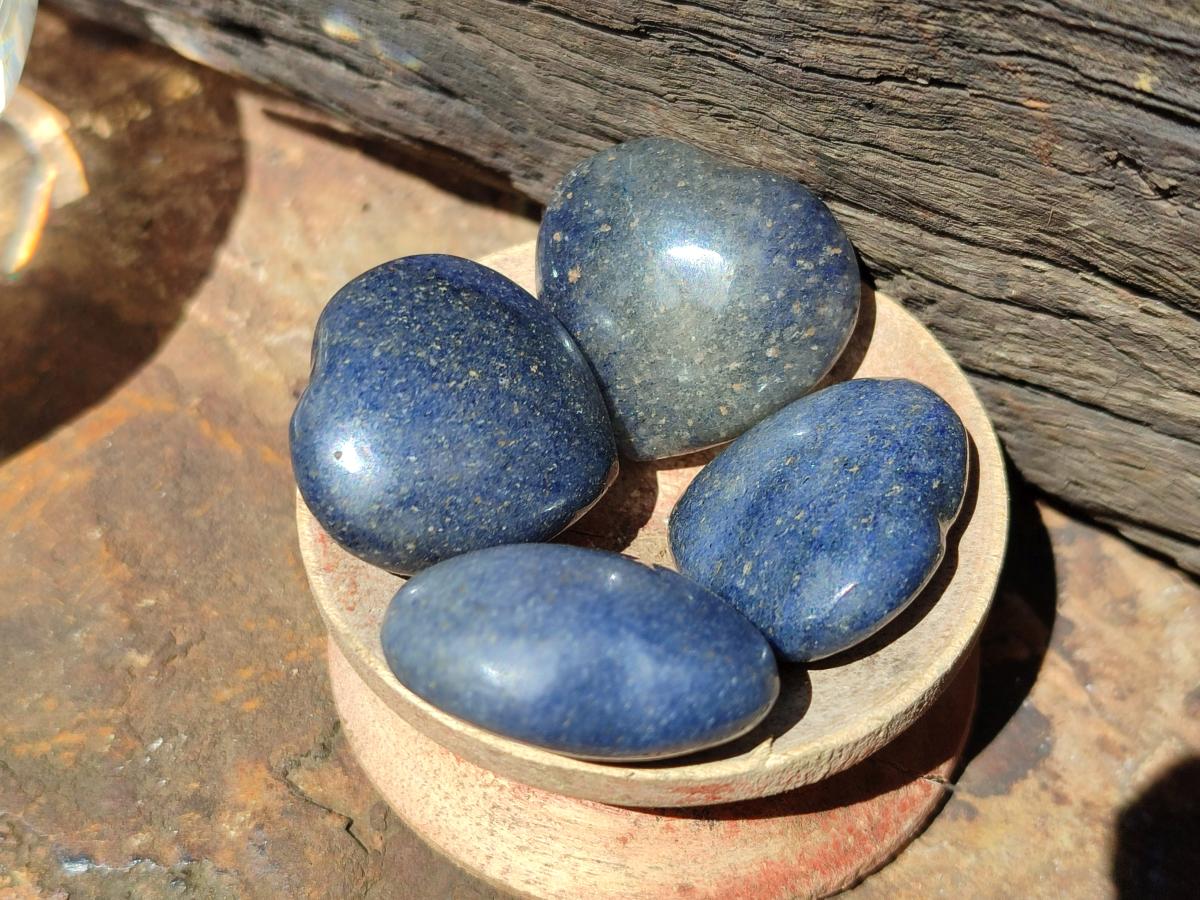 Polished Lazulite Hearts x 35 From Madagascar