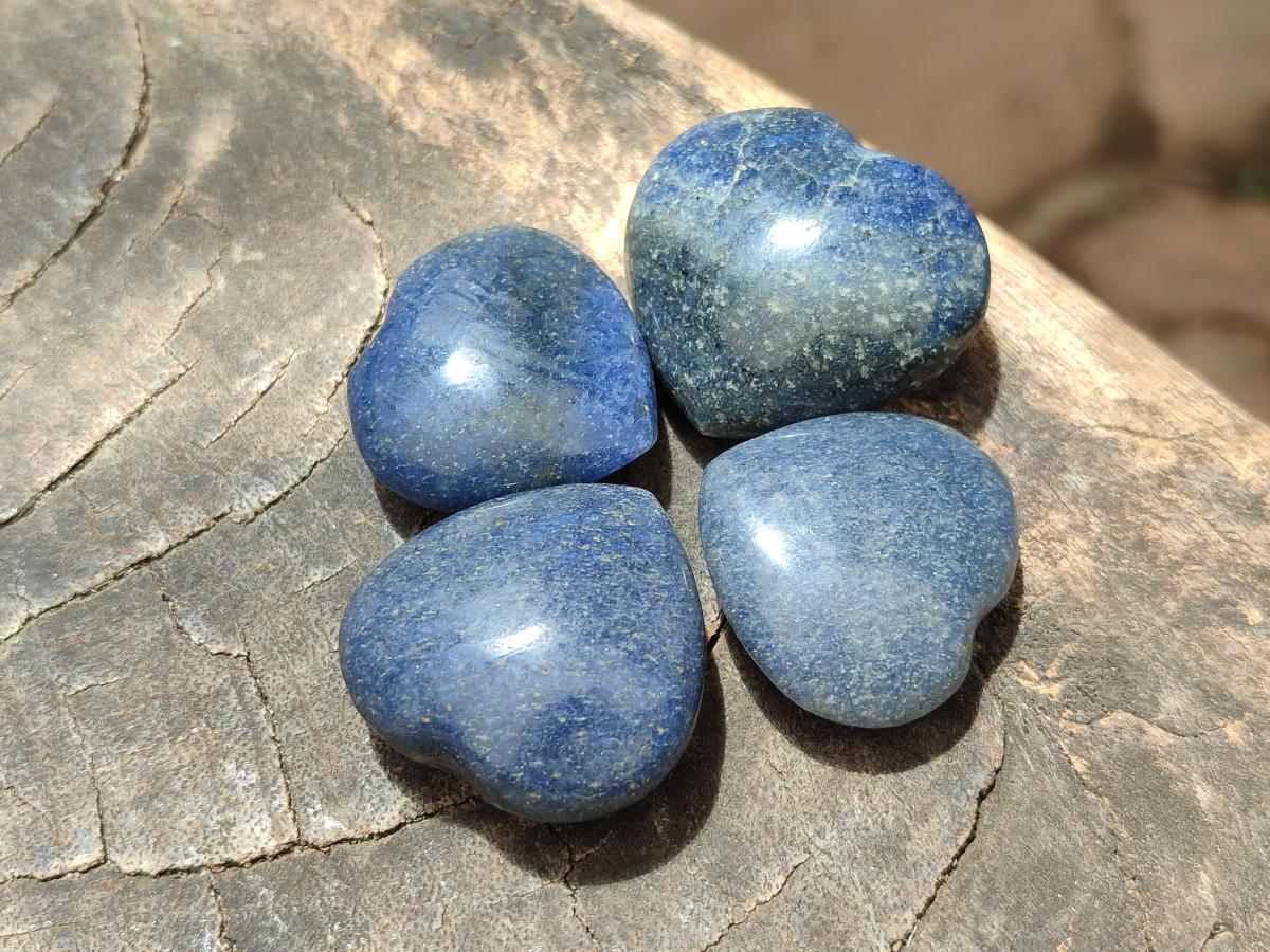 Polished Lazulite Hearts x 35 From Madagascar