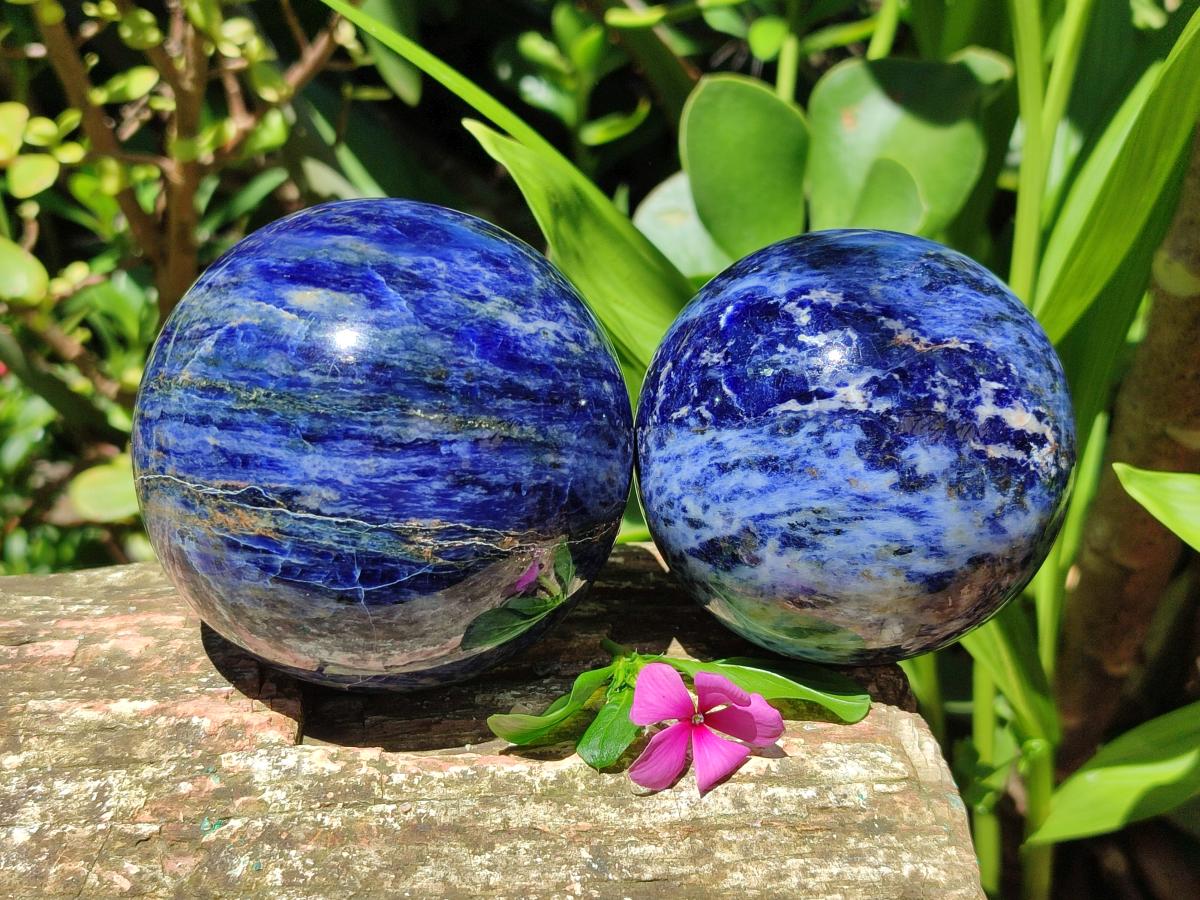 Polished Sodalite Spheres x 2 From Kunene River, Namibia