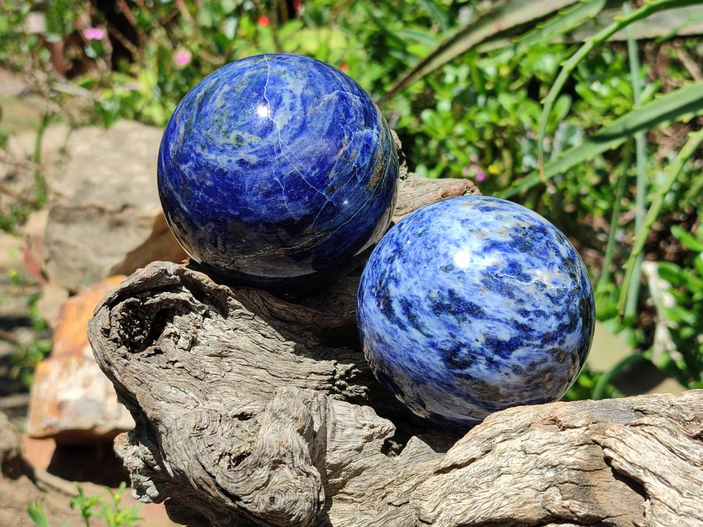 Polished Sodalite Spheres x 2 From Kunene River, Namibia