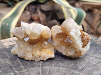 Natural Golden Limonite Quartz Clusters x 13 From Solwezi Zambia