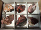 Natural Rhodonite Cobbed Specimens x 6 From Rhusinga, Zimbabwe