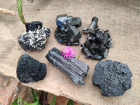 Natural Schorl Black Tourmaline Specimens x 6 From Erongo, Namibia