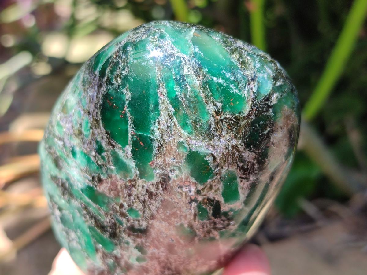 Polished Emerald Mica 'Mutokolite' Standing Free Forms x 3 From Mutoko, Zimbabwe