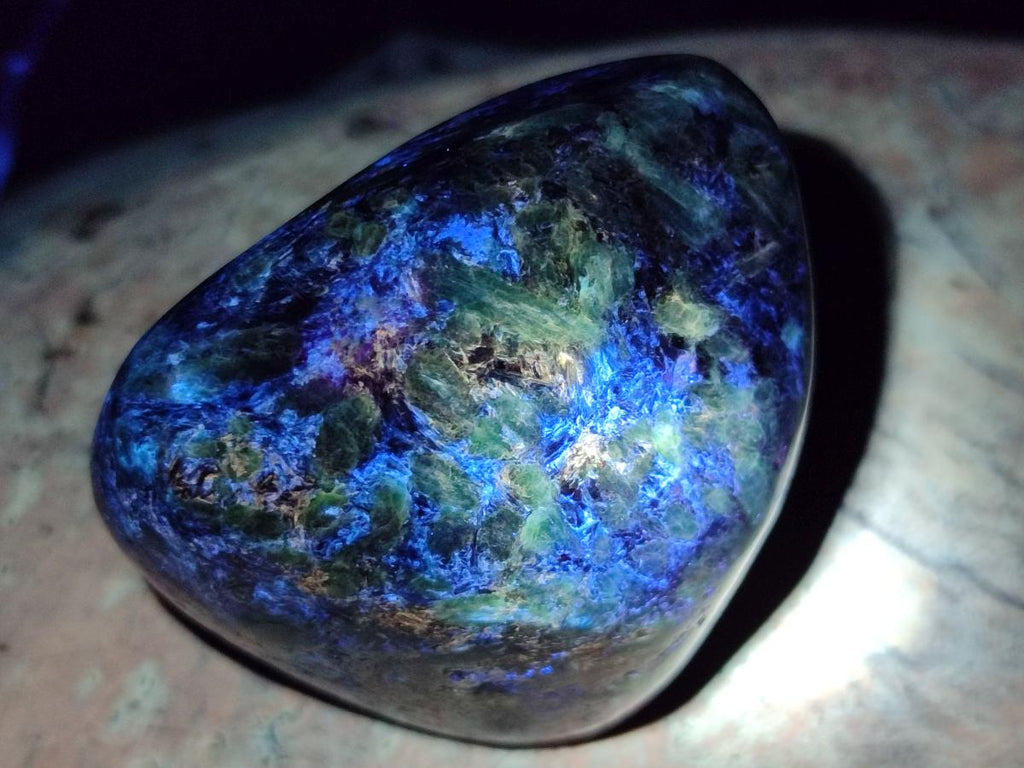 Polished Emerald Mica 'Mutokolite' Standing Free Forms x 3 From Mutoko, Zimbabwe