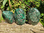 Polished Emerald Mica 'Mutokolite' Standing Free Forms x 3 From Mutoko, Zimbabwe