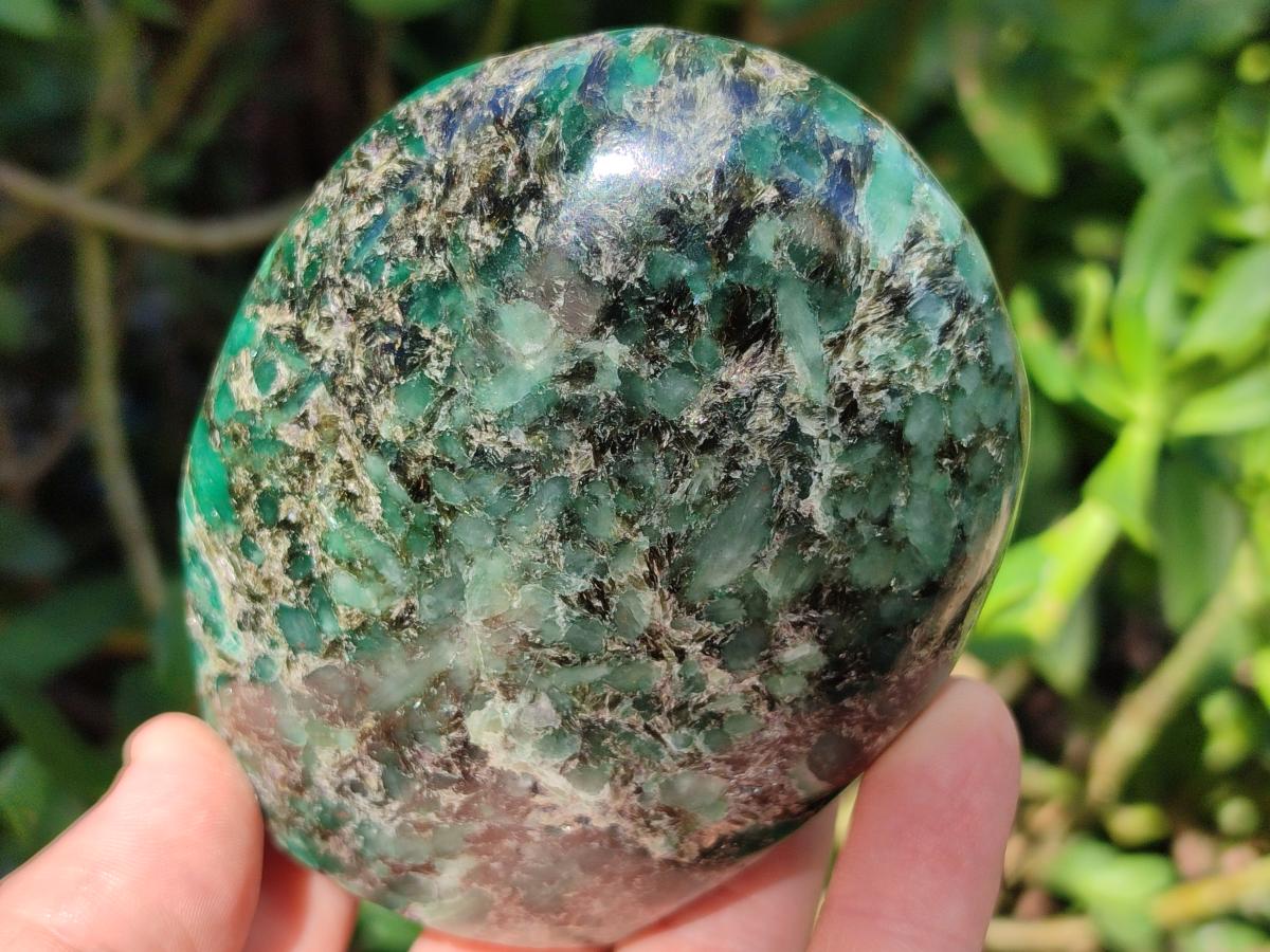Polished Emerald Mica 'Mutokolite' Standing Free Forms x 3 From Mutoko, Zimbabwe