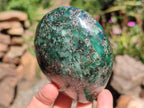 Polished Emerald Mica 'Mutokolite' Standing Free Forms x 3 From Mutoko, Zimbabwe