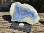 Polished On One Side Blue Lace Agate Geodes x 3 From Nsanje, Malawi