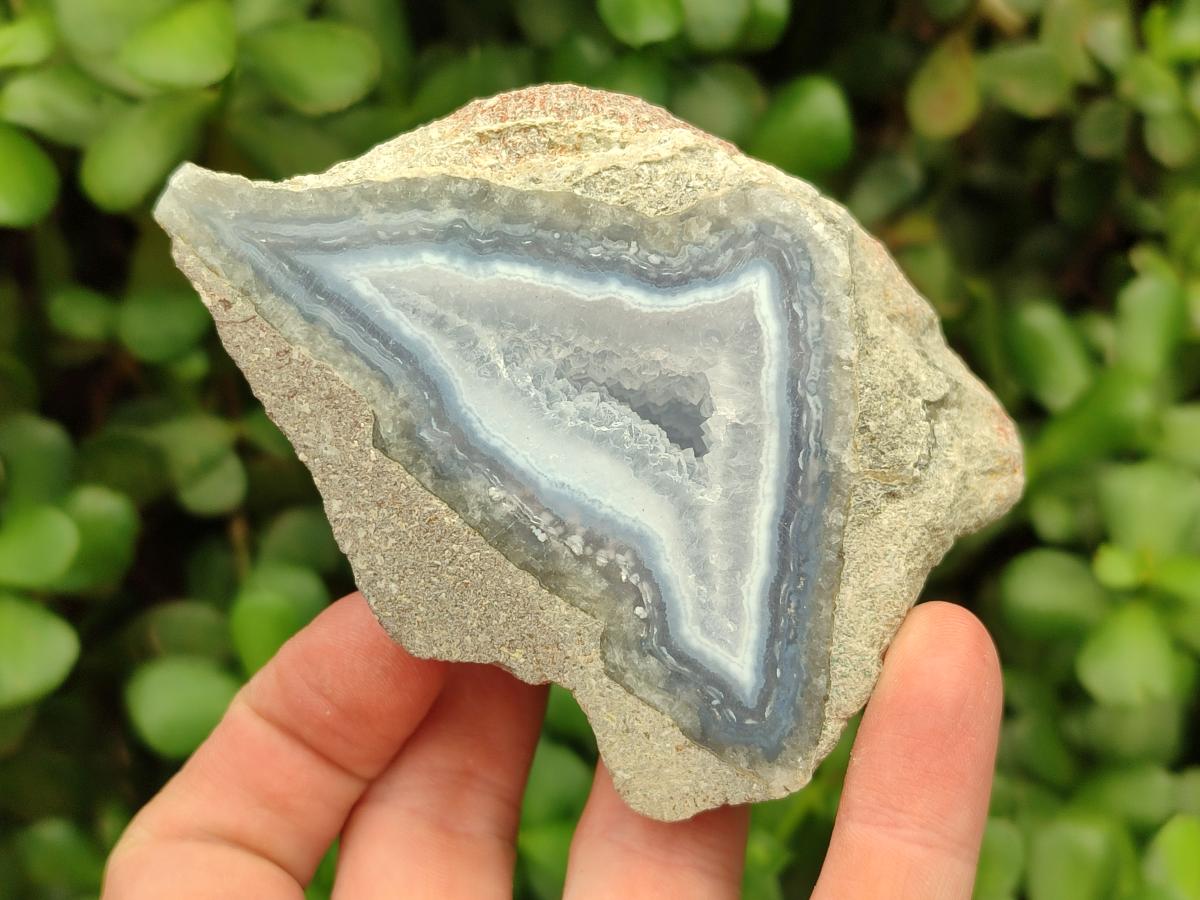Polished On One Side Blue Lace Agate Geodes x 3 From Nsanje, Malawi