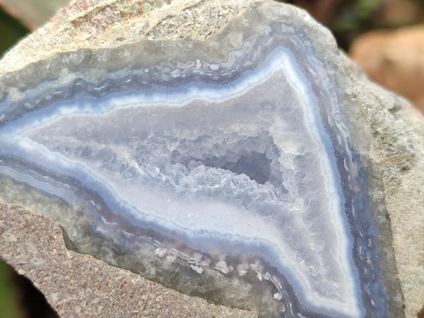 Polished On One Side Blue Lace Agate Geodes x 3 From Nsanje, Malawi