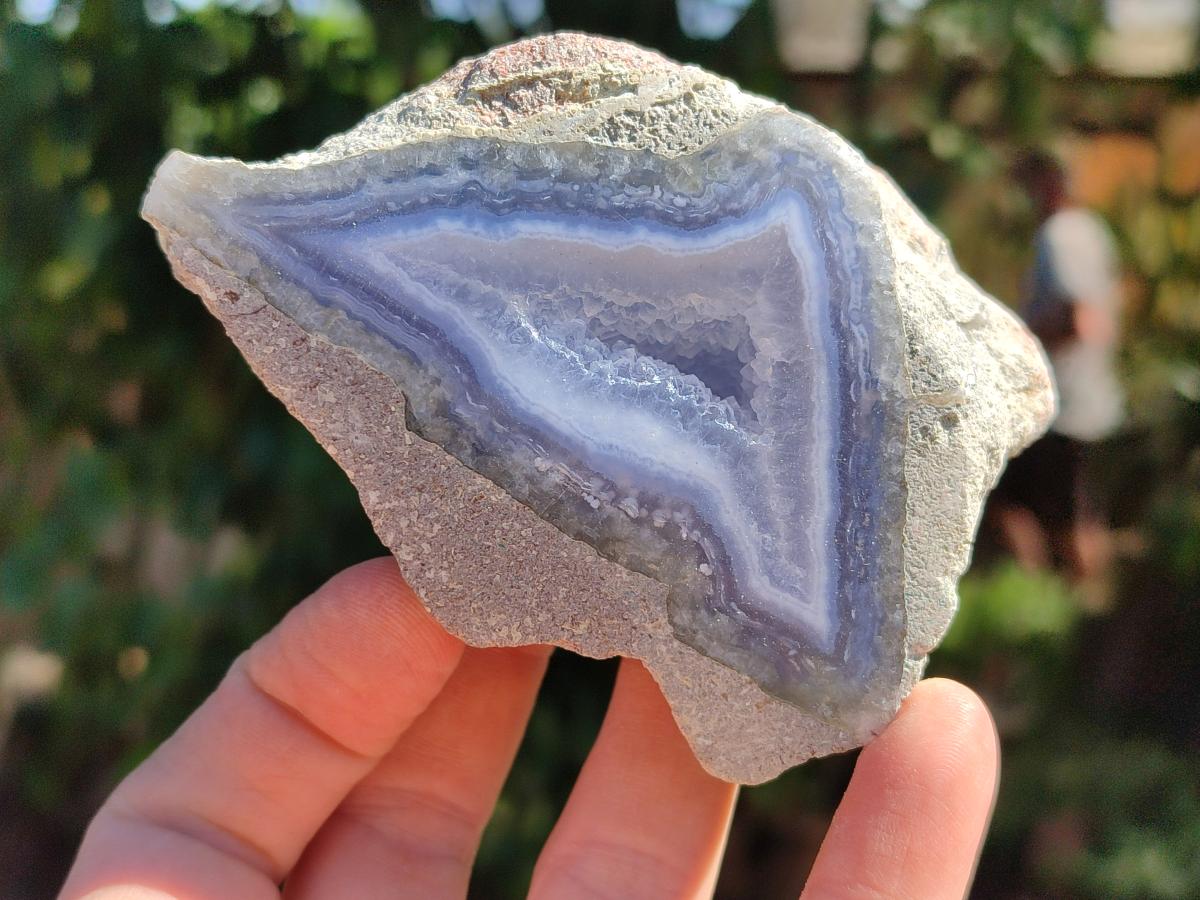 Polished On One Side Blue Lace Agate Geodes x 3 From Nsanje, Malawi