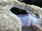 Polished On One Side Blue Lace Agate Geodes x 3 From Nsanje, Malawi