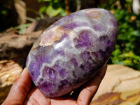 Polished Purple Chevron Amethyst Standing Free Forms x 2 From Madagascar