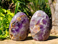 Polished Purple Chevron Amethyst Standing Free Forms x 2 From Madagascar