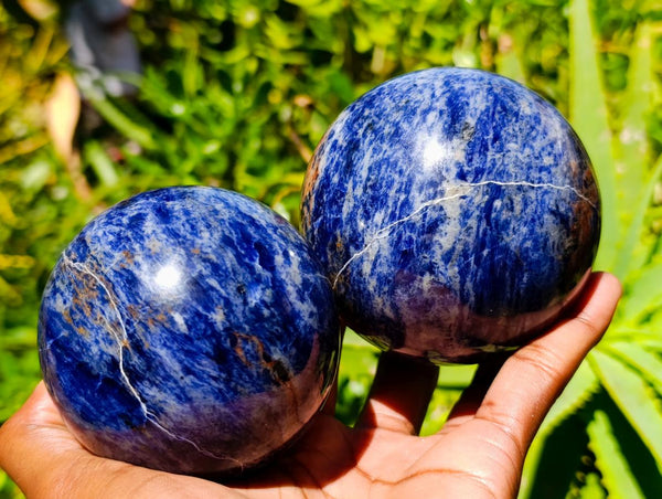 Polished Sodalite Spheres x 2 From Kunene River, Namibia