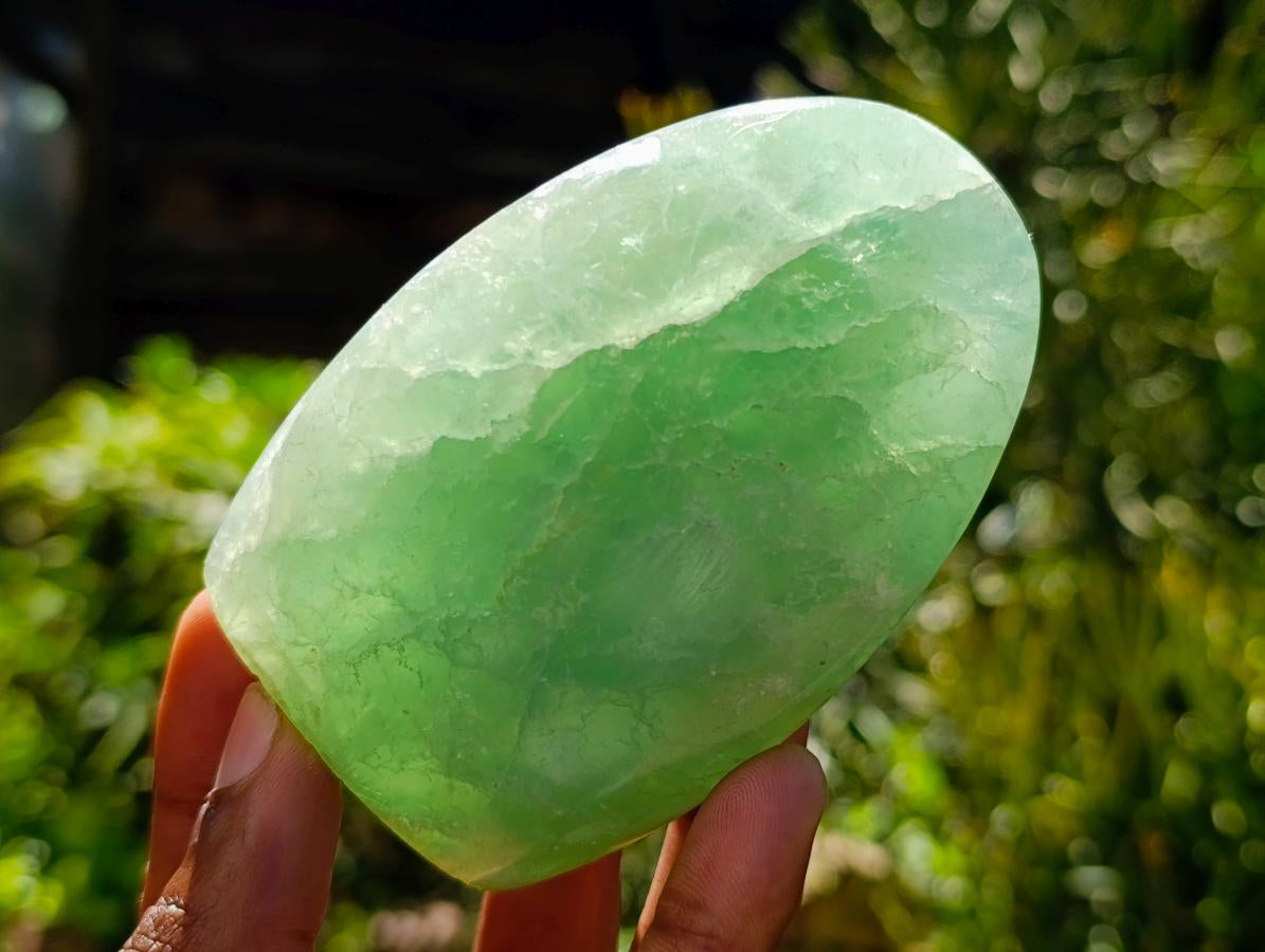 Polished Green Fluorite Standing Free Forms x 2 From Madagascar