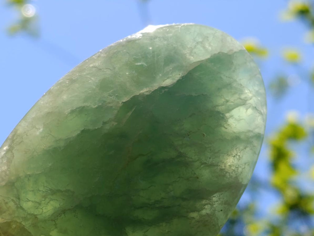 Polished Green Fluorite Standing Free Forms x 2 From Madagascar