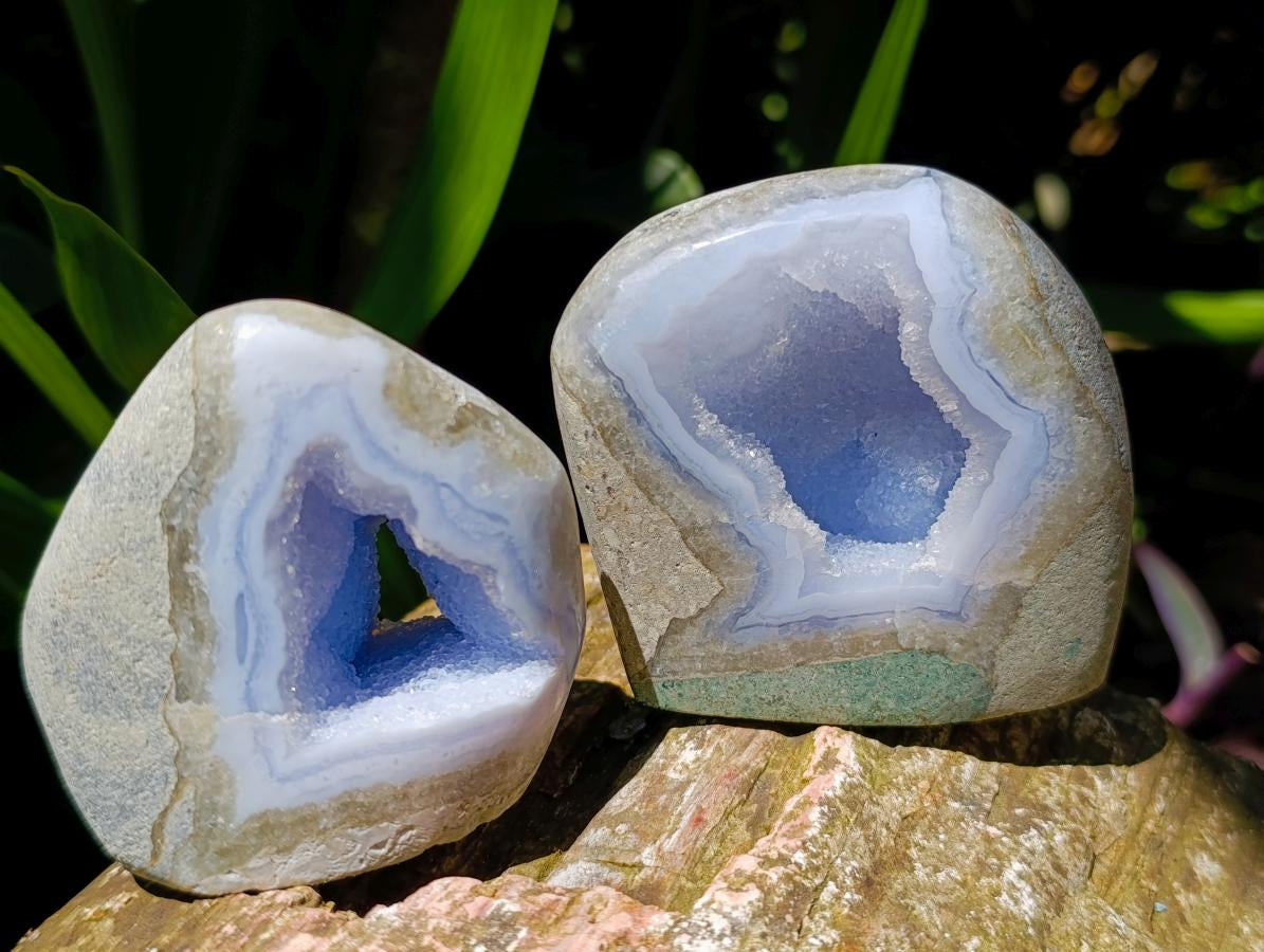 Polished Blue Lace Agate Standing Free Forms x 6 From Nsanje, Malawi