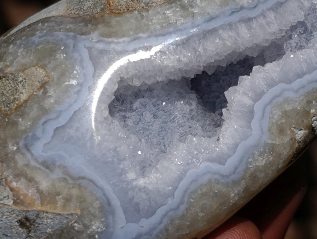 Polished Blue Lace Agate Standing Free Forms x 6 From Nsanje, Malawi