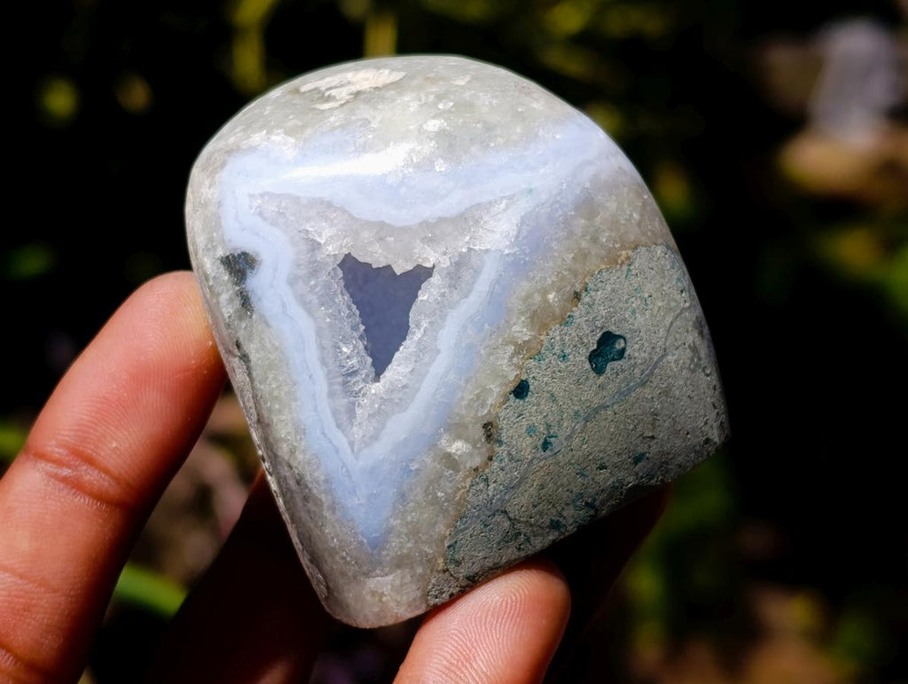 Polished Blue Lace Agate Standing Free Forms x 6 From Nsanje, Malawi