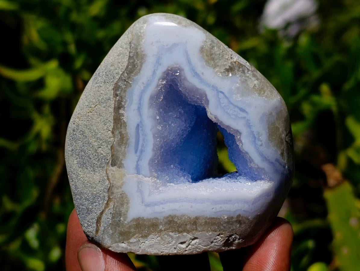 Polished Blue Lace Agate Standing Free Forms x 6 From Nsanje, Malawi