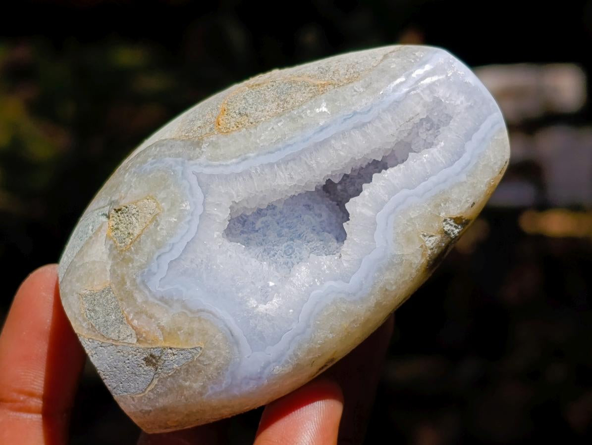 Polished Blue Lace Agate Standing Free Forms x 6 From Nsanje, Malawi