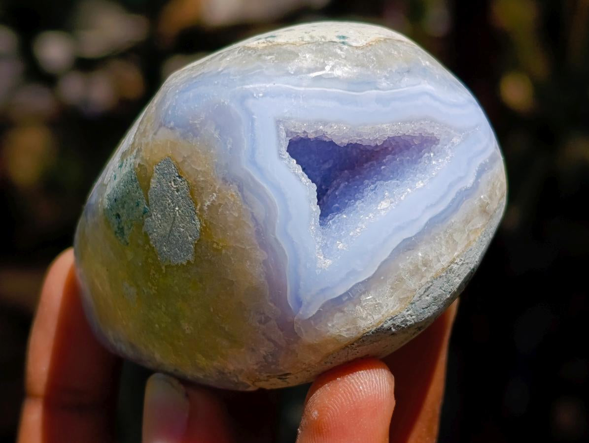 Polished Blue Lace Agate Standing Free Forms x 6 From Nsanje, Malawi