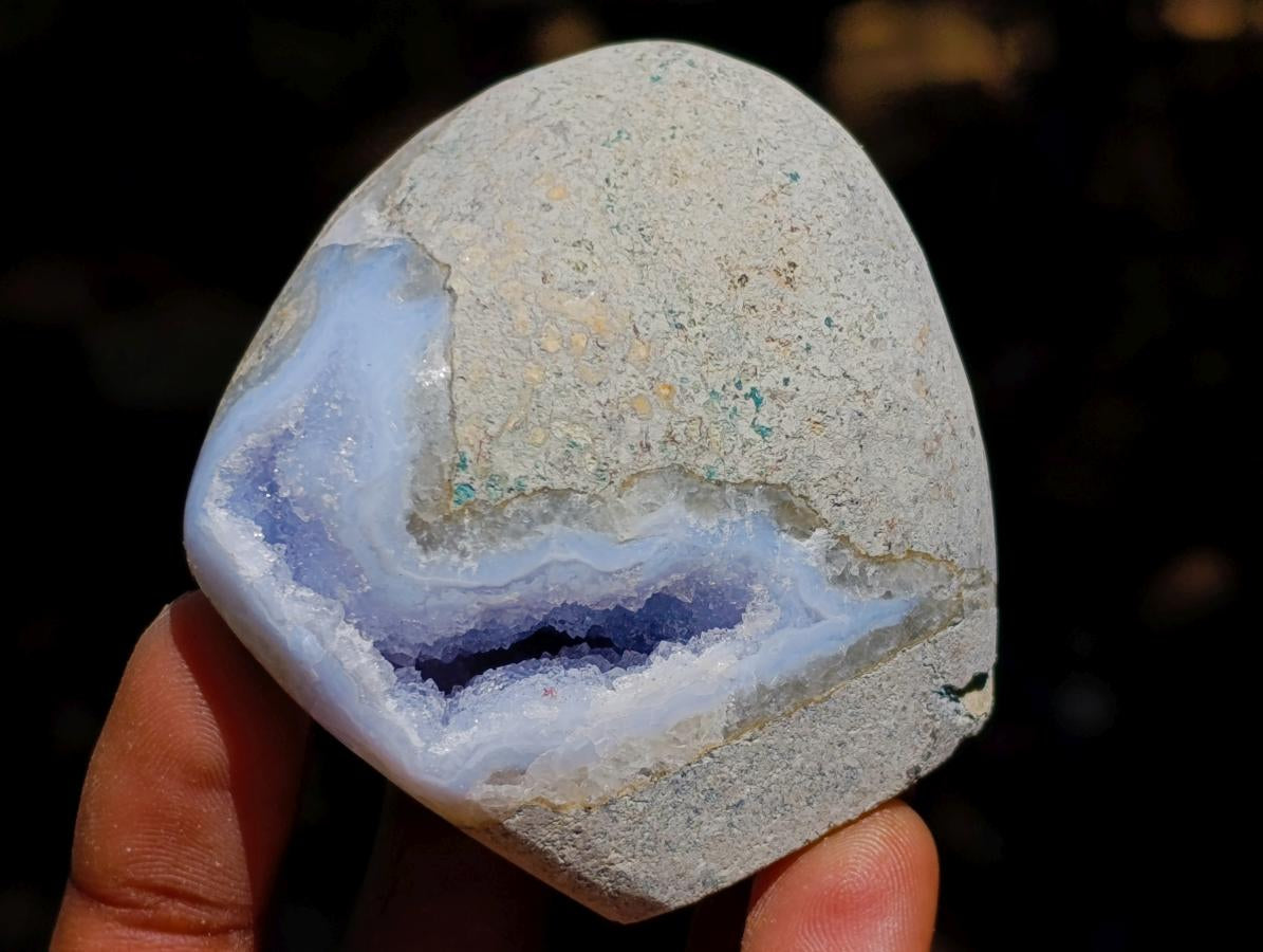 Polished Blue Lace Agate Standing Free Forms x 6 From Nsanje, Malawi